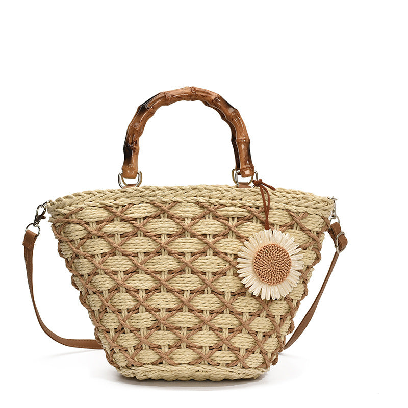 Women's Large Capacity Straw Woven Seaside Vacation Women's Shoulder Bag