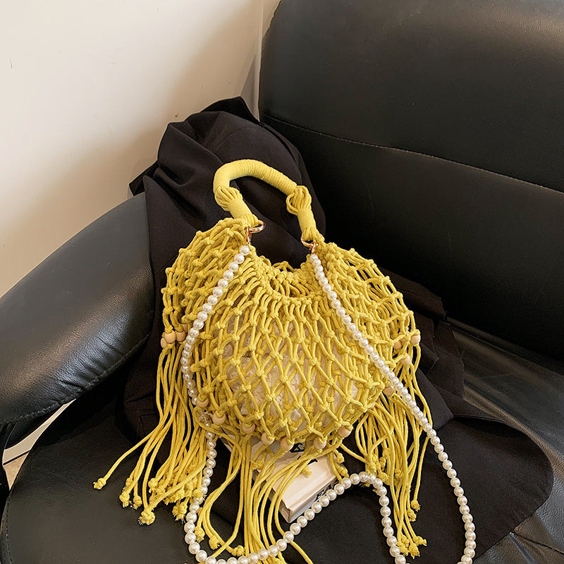 Women's Bohemian Ethnic Style Tassel Woven Summer Hollow Beach Bags