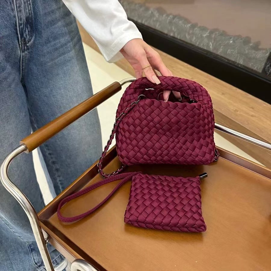 Women's Hand-woven Nylon Cloth Fashion Portable Vegetable Women's Shoulder Bag