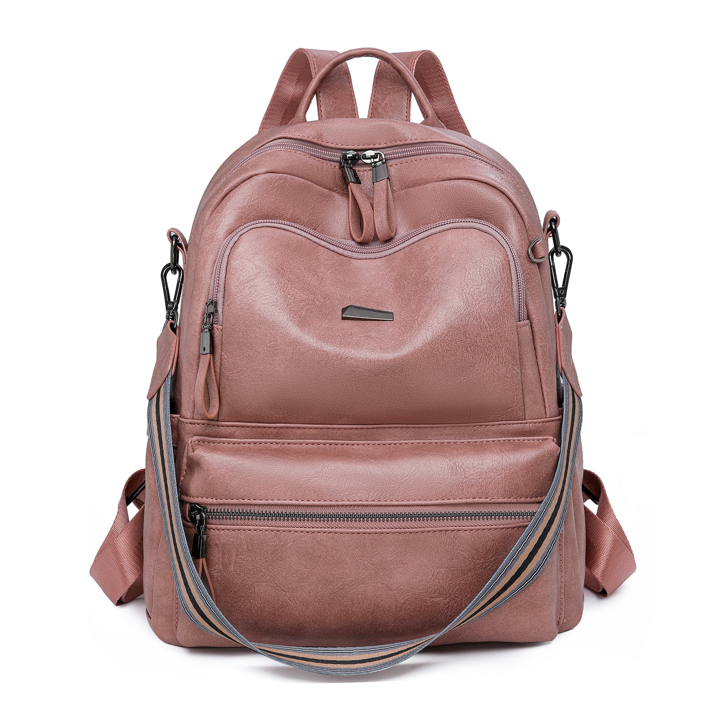 Women's Fashionable Korean Style Versatile Fashion Soft Leather Large Backpacks