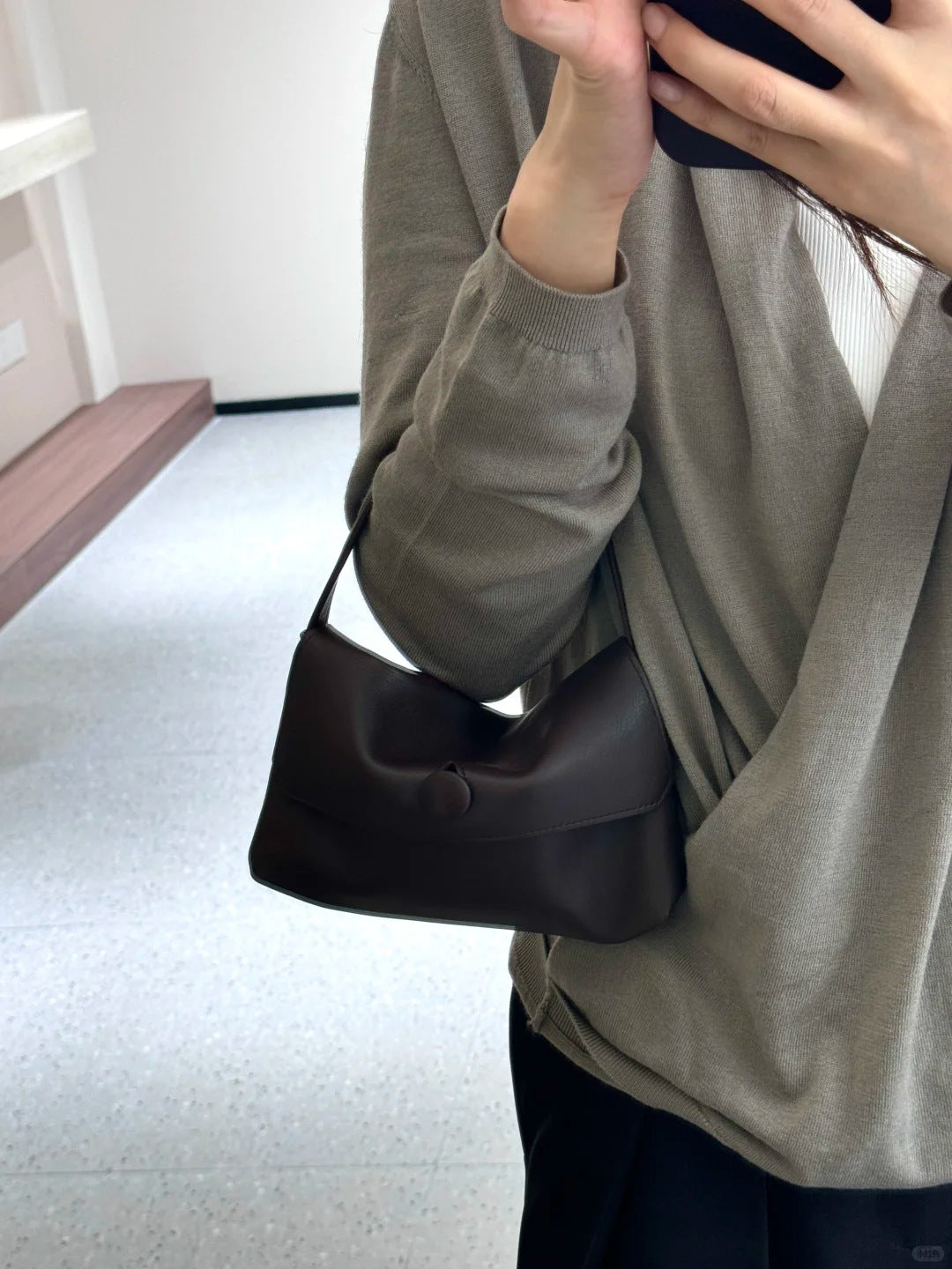 Sheepskin Cashmere Suede Button Minimalist Simple Women's Handbag