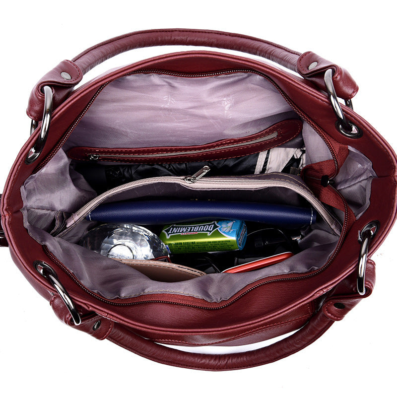 Women's Plaid Retro Large Fashion Stitching Tassel Portable Underarm Bag