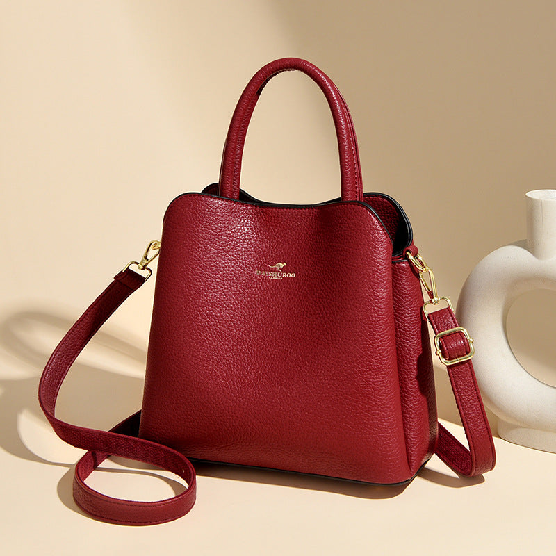 Women's Soft Leather Solid Color Fashion Classy Women's Handbag