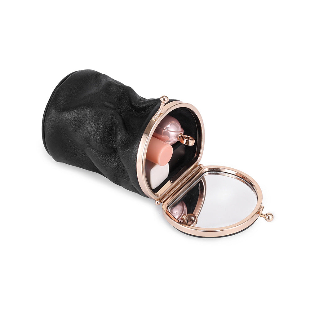 Genuine Leather Storage Retro Carry-on With Mirror Makeup Bag