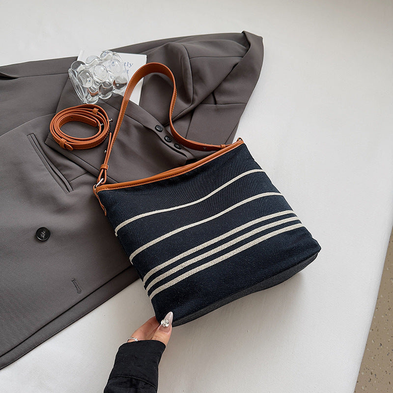 Women's Striped Denim Contrast Color Commute Fashion Bags