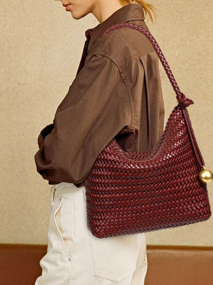 Women's Affordable Luxury Fashion Woven For Solid Tote Bags