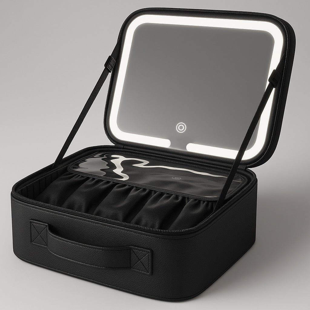 Box With Light Mirror Large Capacity High-grade Makeup Bag