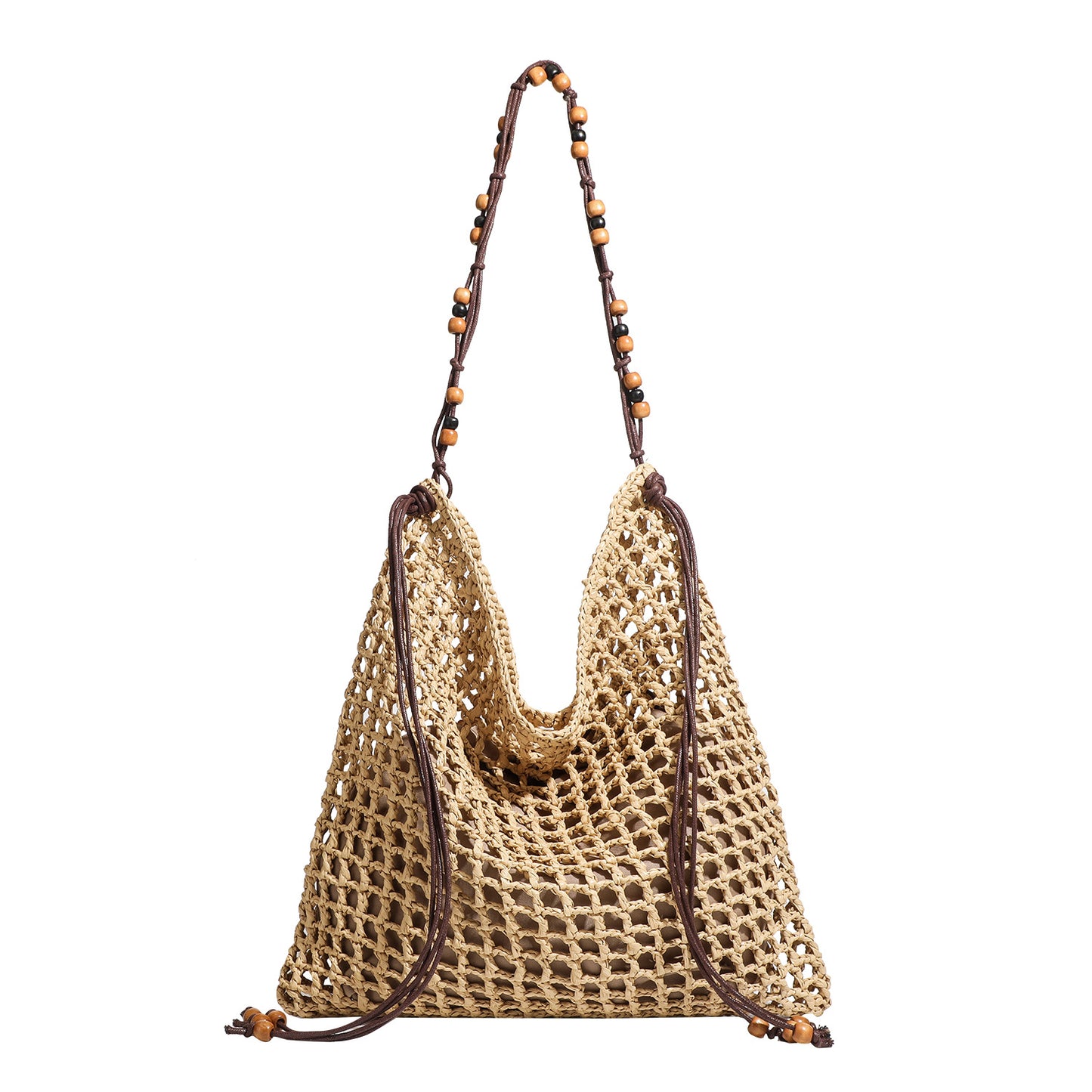 Women's Beach Raffia Woven Beaded Retro Underarm Large Women's Shoulder Bag