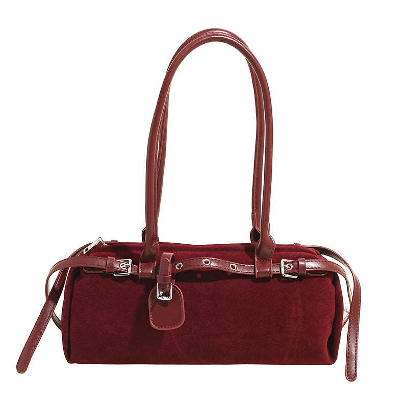 Women's High-grade Trendy Underarm Baguette Suede Motorcycle Bags