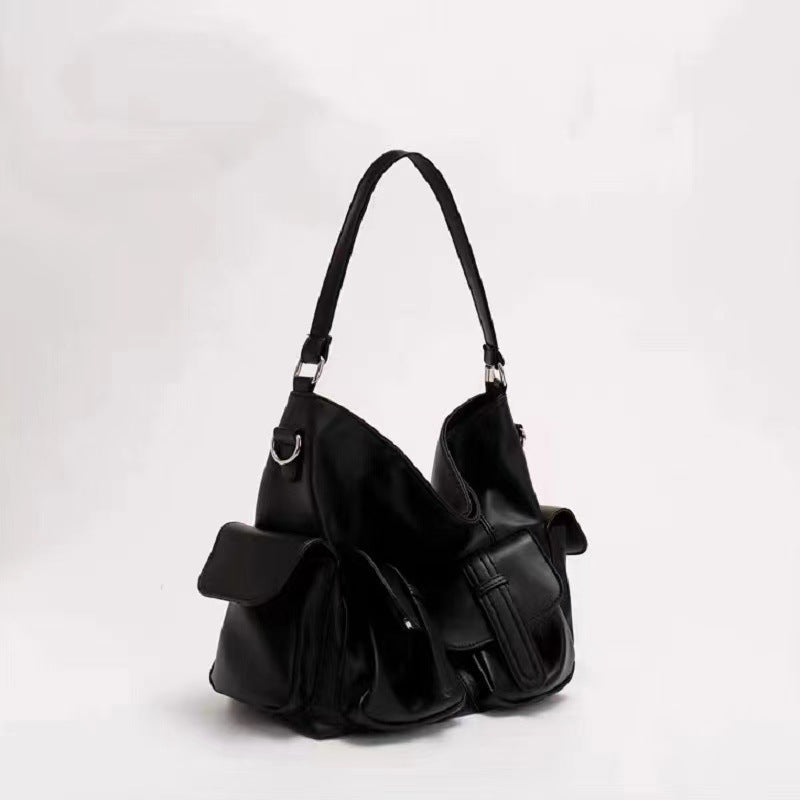 Retro Large Capacity Motorcycle Today Black Women's Shoulder Bag