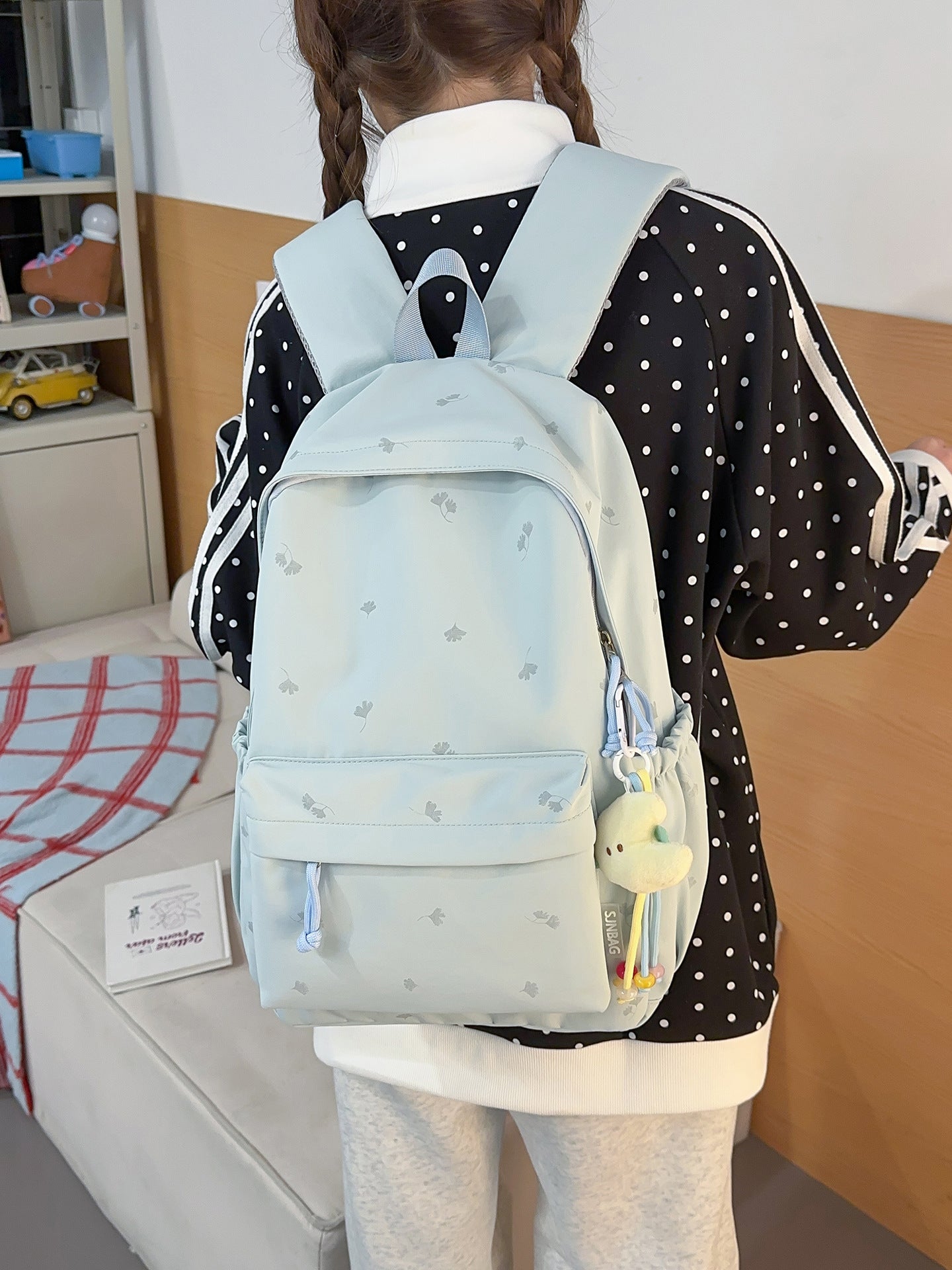 Mori Style Solid Color Printing Fresh Candy Simple Large Capacity Leisure Backpack