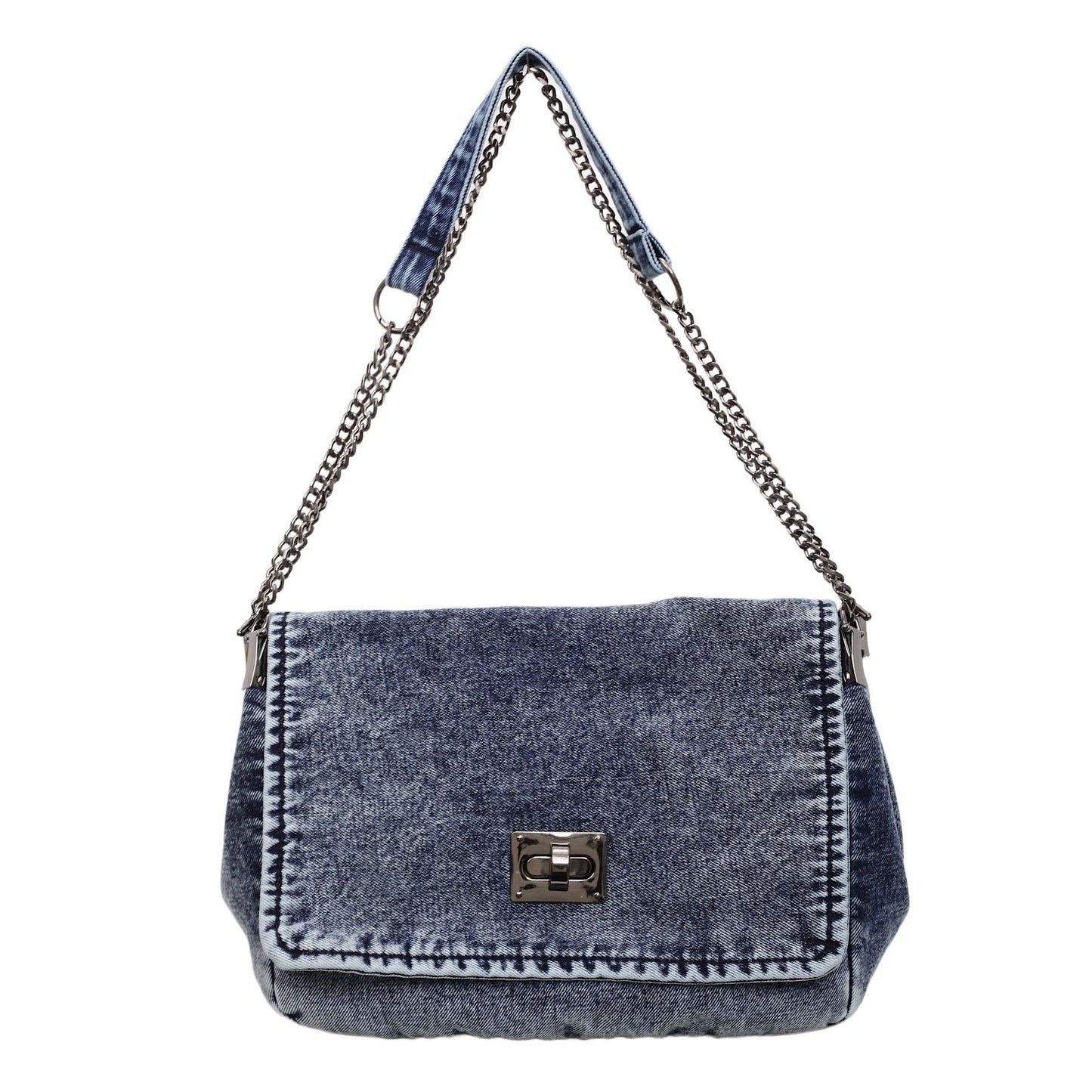 Trendy Denim Versatile Chain Large Capacity Handbags