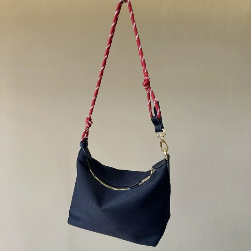 Versatile Large Capacity Contrast Color Commuter Surfing Canvas Women's Shoulder Bag