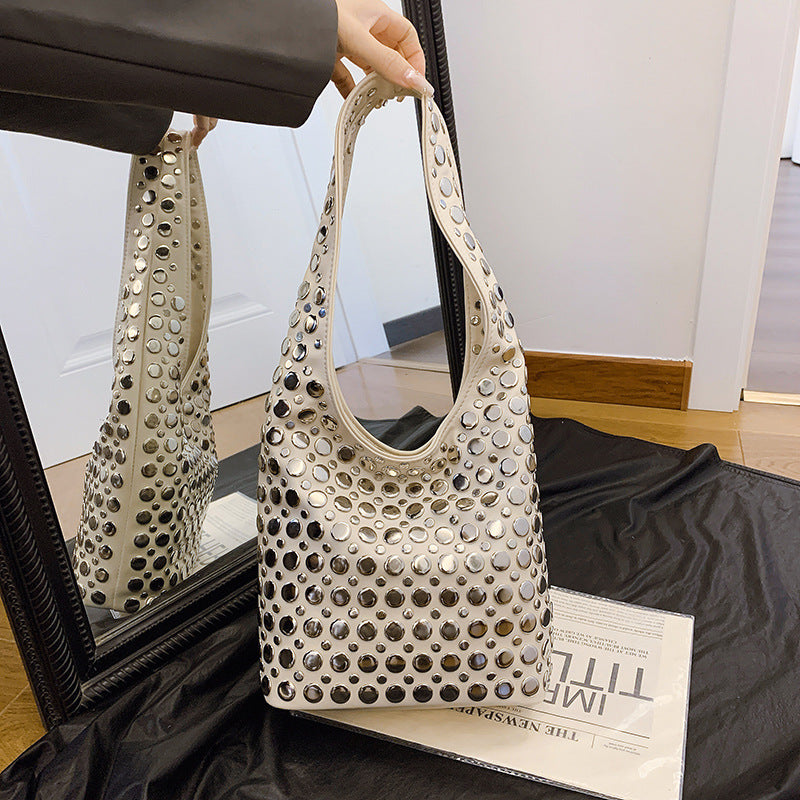 About Posture Leisure Cool Personality Dot Rivet Women's Shoulder Bag