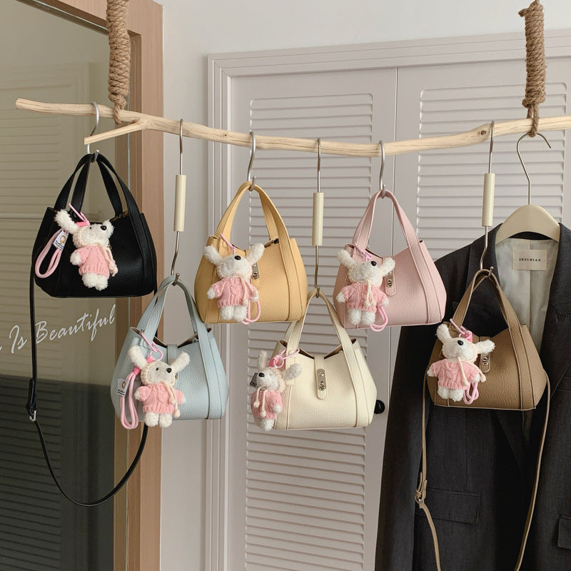 Women's Soft Leather Niche Lychee Pattern Vegetable Basket Bags