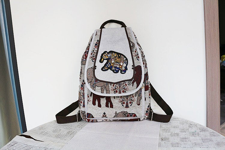 Women's Vintage Printing Wax Line Woven Fresh Women's Backpack