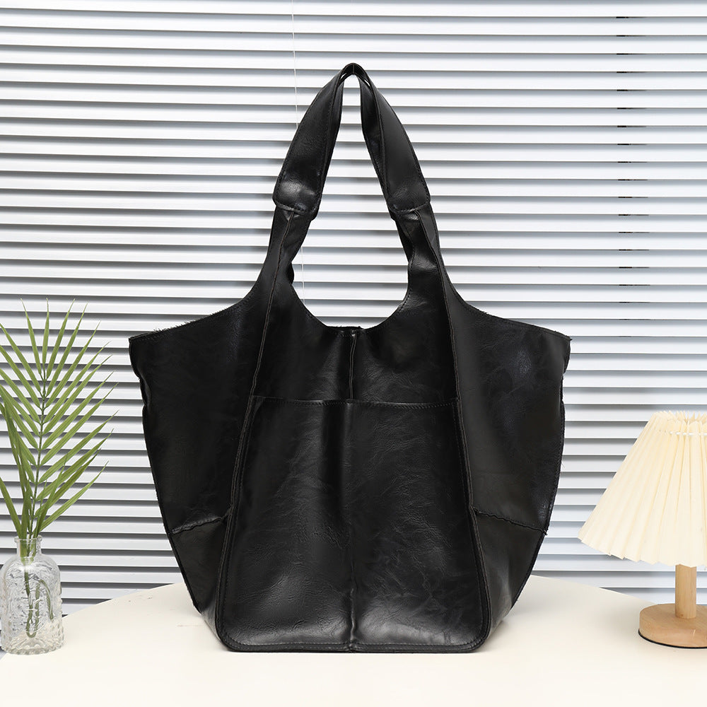 Women's Retro Soft Leather Commuter Wings Style Tote Bag