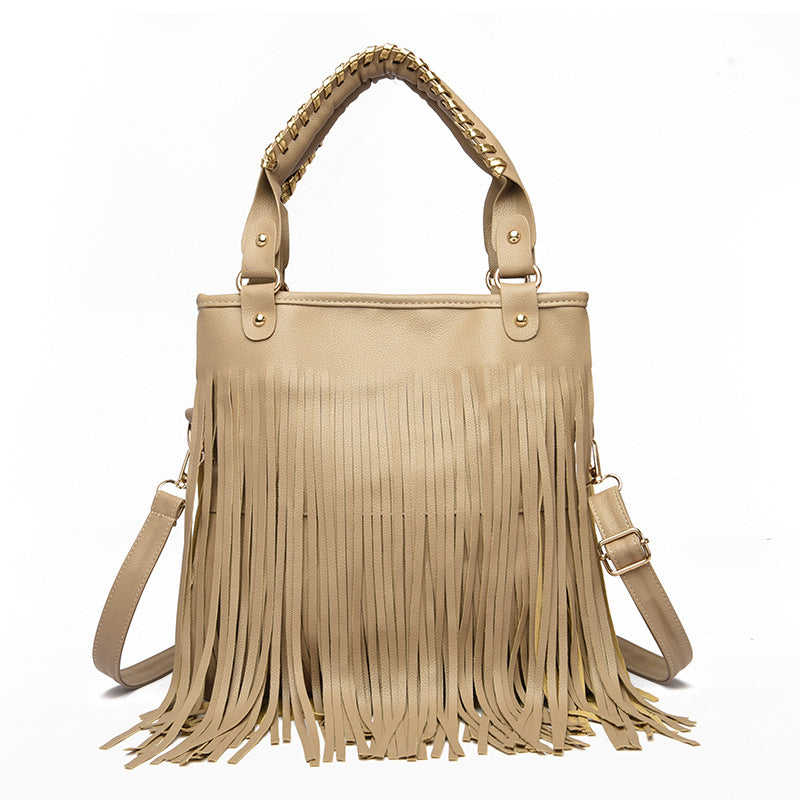 Women's Fashion Trendy Grace Big Ding Tassel Large Capacity Handbags