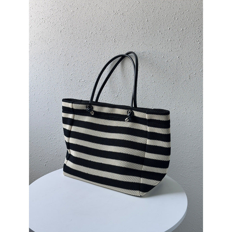 Women's Striped Woven Fabric With High Quality Large Bags