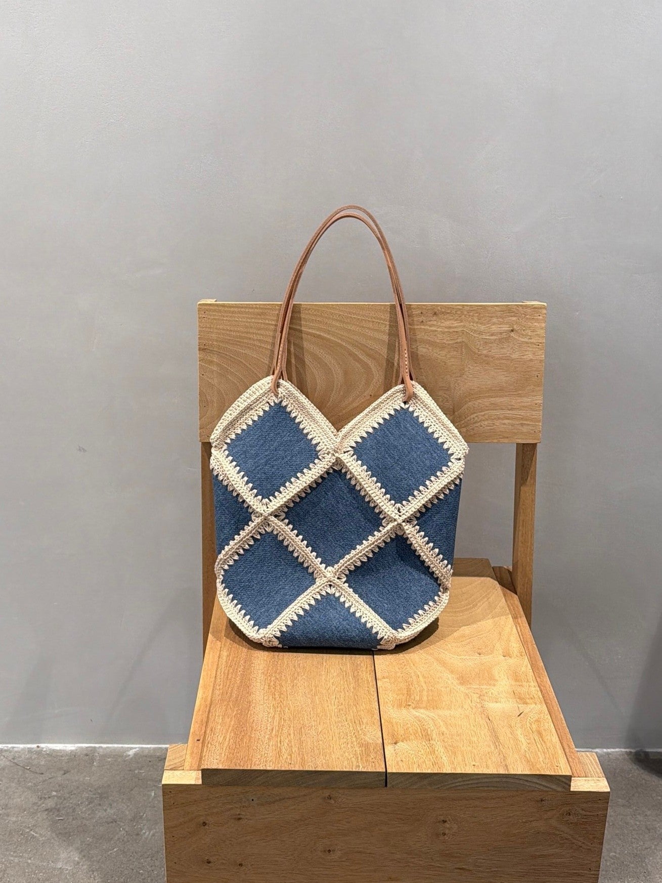 Lightweight Woven Denim Pattern Cowhide Niche Leisure Bags