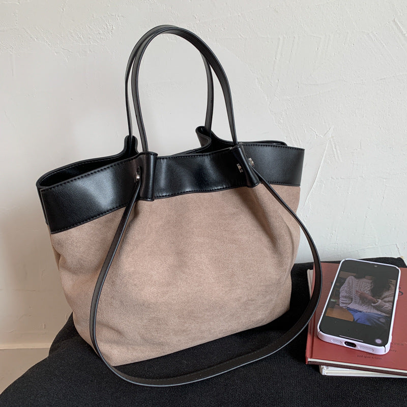 Retro Portable Canvas Stitching Large Capacity Shoulder Bags