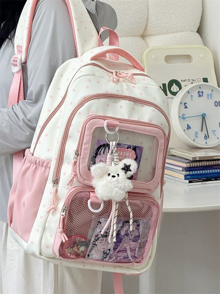 Fresh Sweet Dopamine Transparent Bar Cartoon Junior Large Leisure Backpack