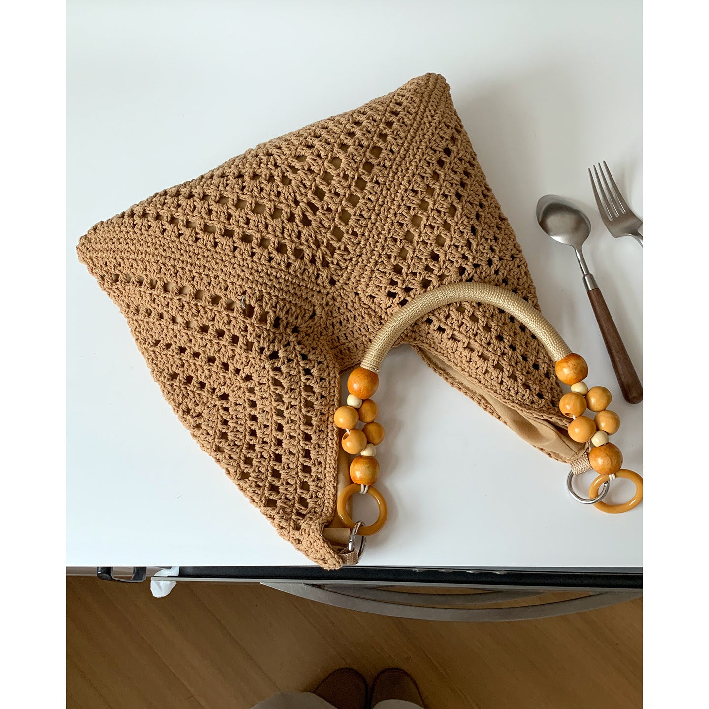 Fashionable Large Capacity Cotton Thread Knitted Niche Texture Underarm Bag