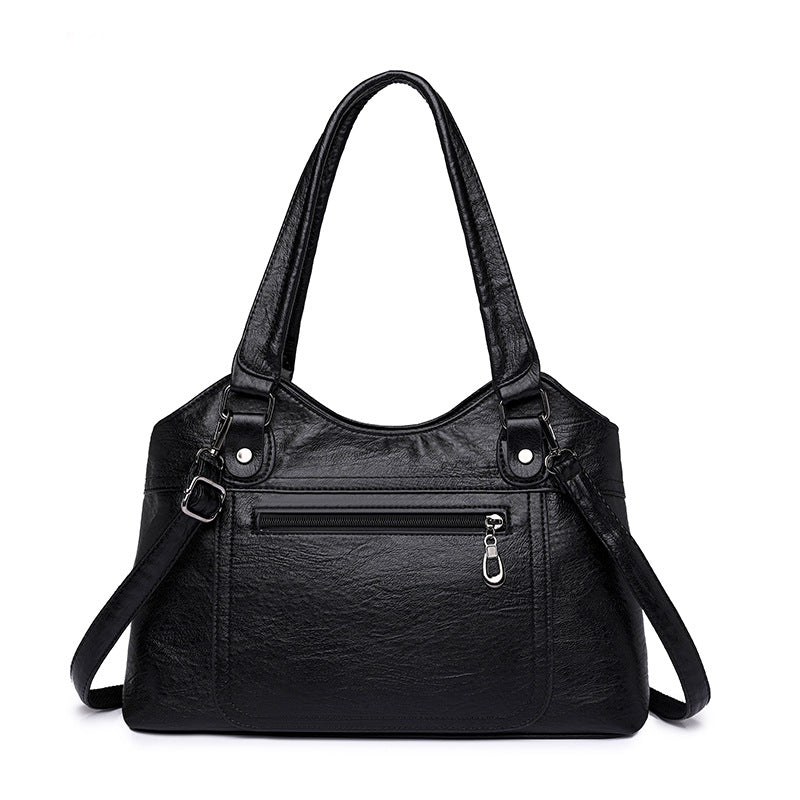Women's Trendy Soft Leather Simple Large Capacity Totes Shoulder Bags