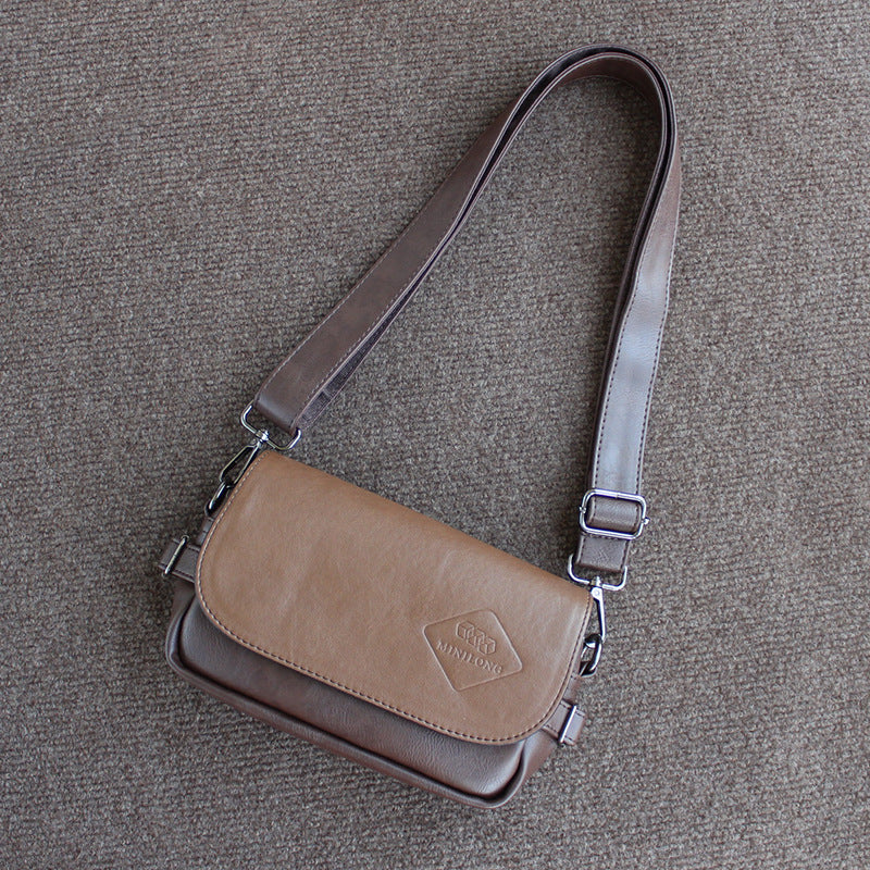 Men's Style Soft Leather Textured One Retro Bags