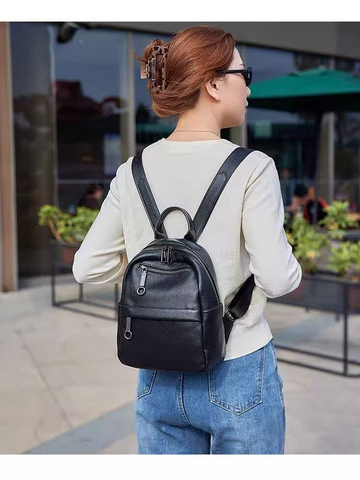 Women's Authentic Leather Tactile Feel Simple Daily Women's Backpack