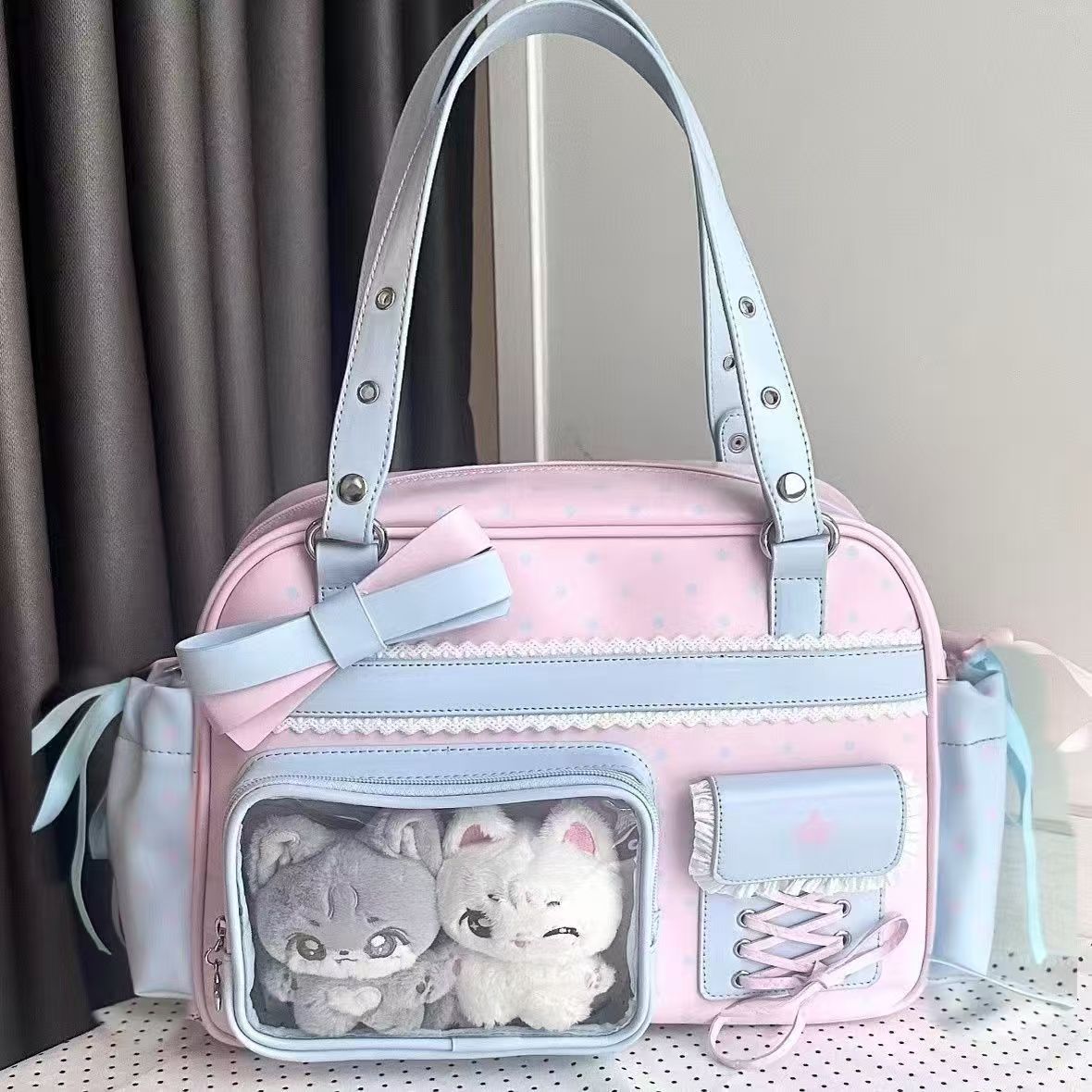 Hidden Light Cartoon Commuter Double Star Women's Backpack