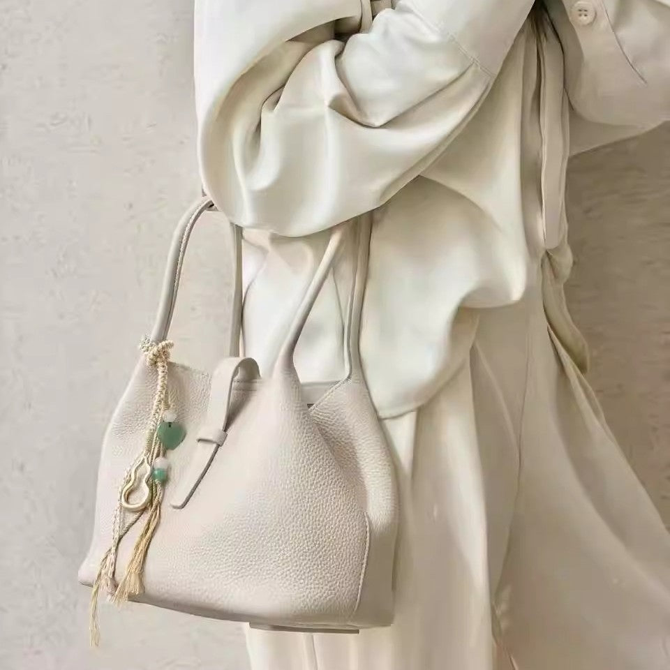Women's Echo Vegetable Basket Cowhide Portable Bucket Bag