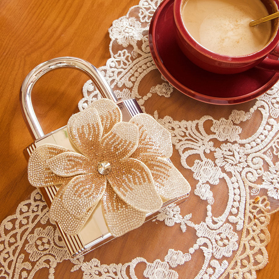Metallic Acrylic Shiny Flower High-grade Chain Women's Handbag