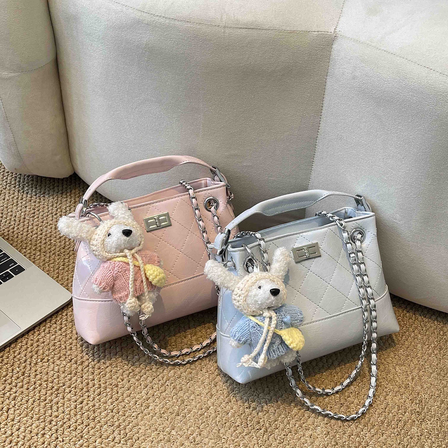 Women's High-grade Rhombus Chain Fashionable Fashion Commuter Bucket Bags