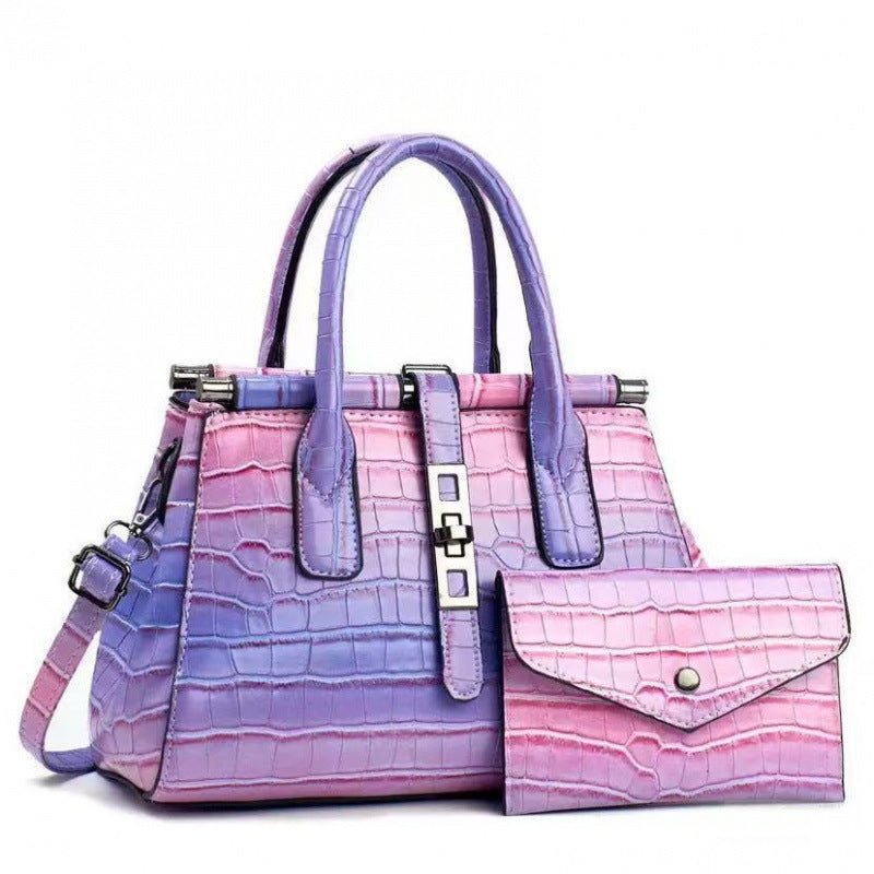 Versatile Two-piece Alligator Print Graceful Fashion Women's Handbag
