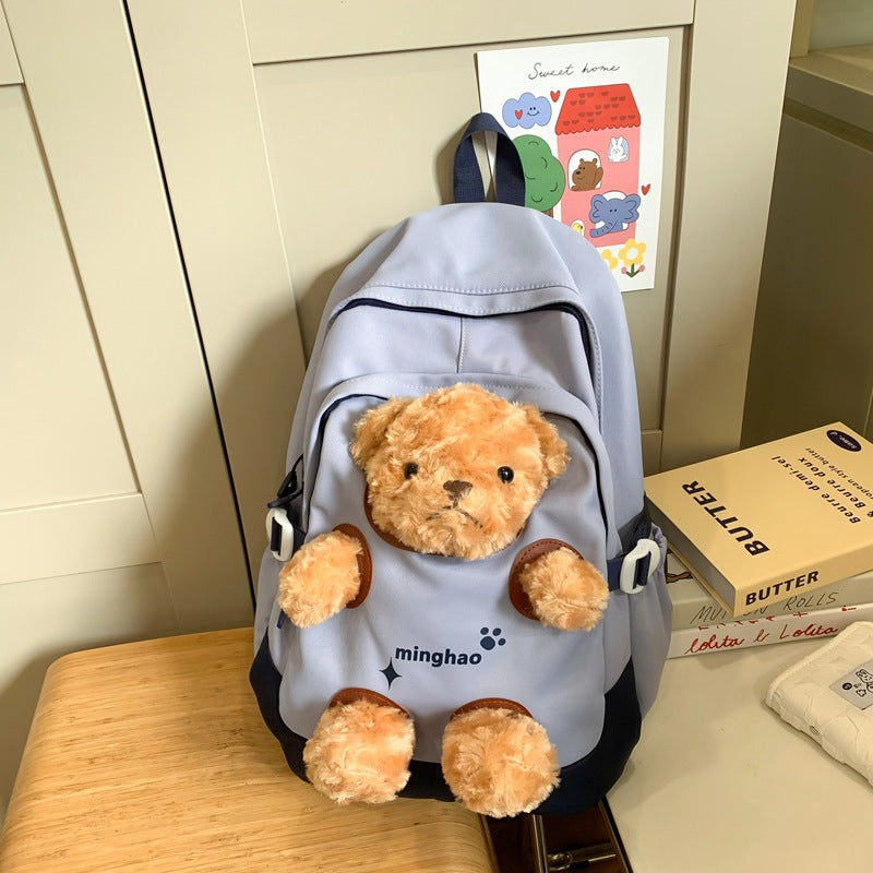 Korean Style Cute Bear Junior Senior High Large Leisure Backpack