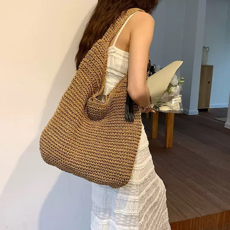 Women's Large Capacity Seaside Vacation Straw Fashion Beach Lazy Relaxed Women's Shoulder Bag