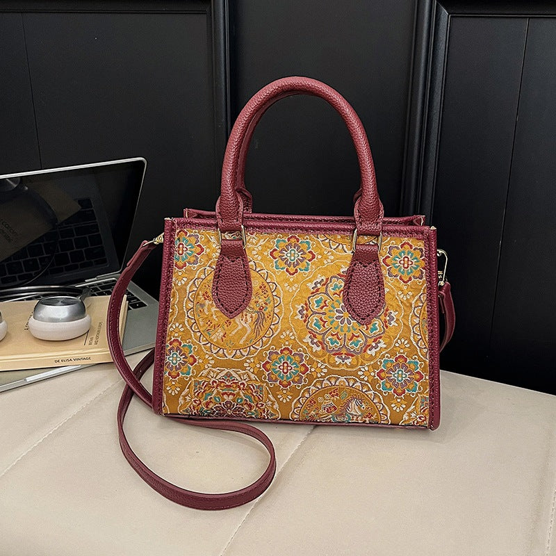 Song Dynasty Brocade Cloth Modified Female Handmade Material Chinese Tote Bag
