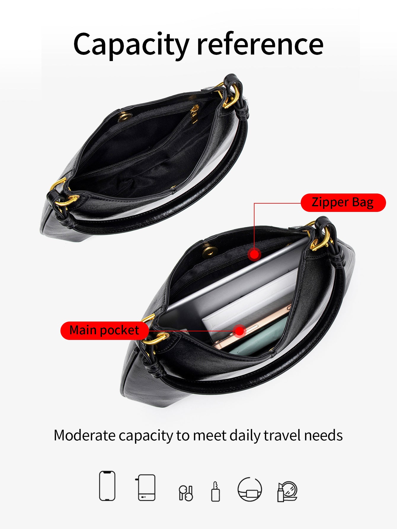 Women's Simple Fashion Large Capacity Solid Color Design Commute Women's Shoulder Bag