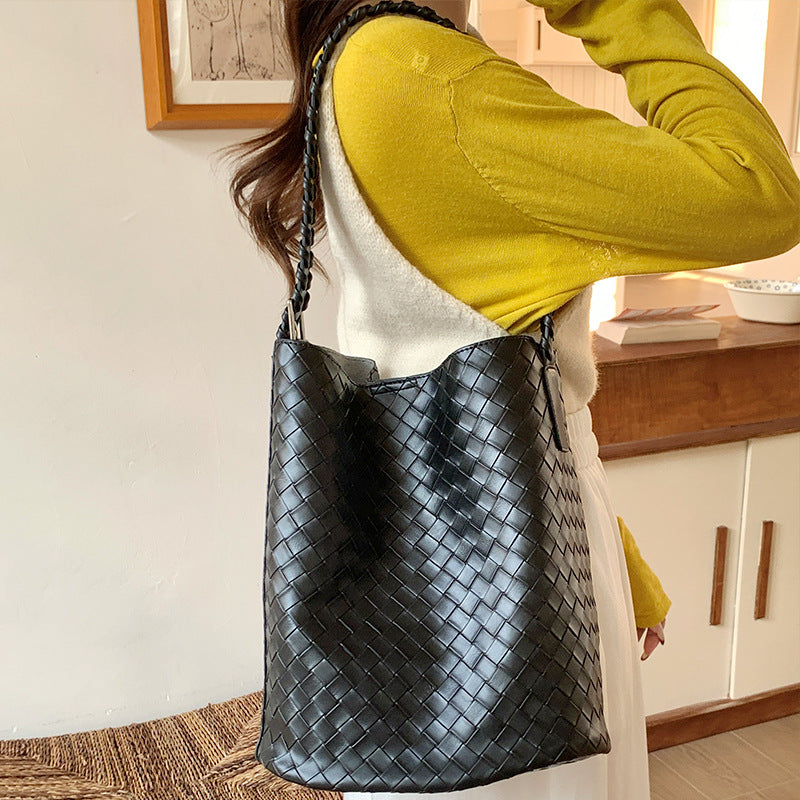 Women's Solid Color Woven One Leisure Commute Korean Style Shoulder Bags