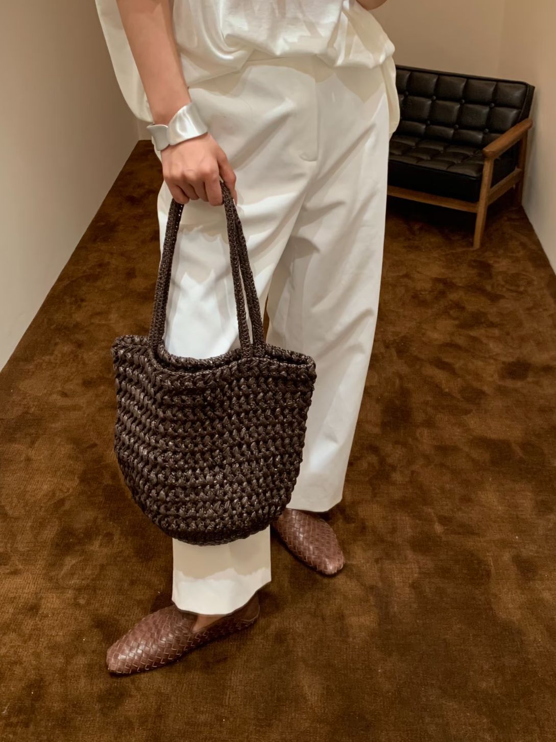 Style Raffia Hand-woven Straw Vegetable Basket Portable Women's Shoulder Bag