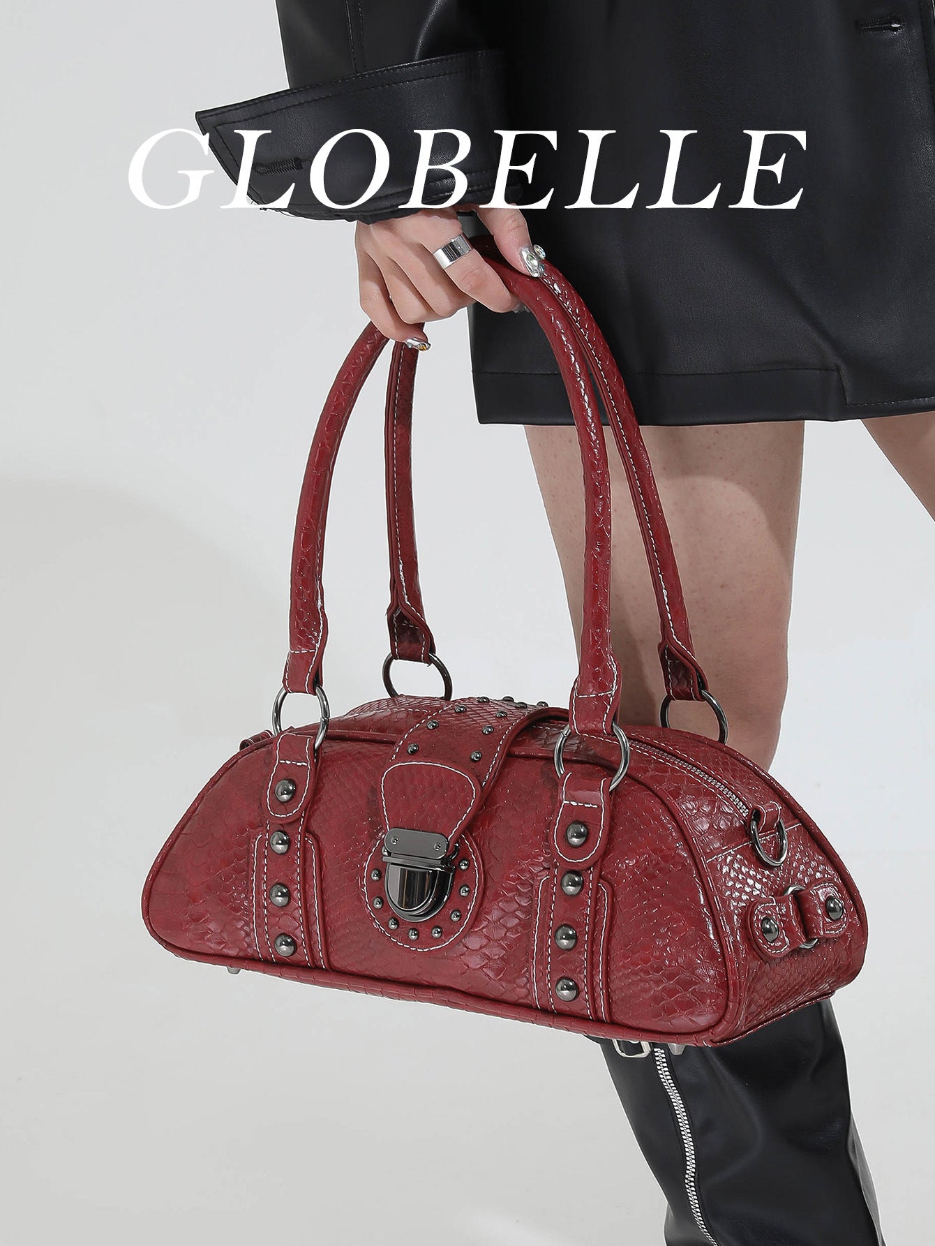 Underarm Fashion Snake Pattern Commuter Boston Retro Women's Shoulder Bag