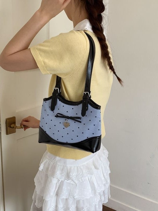 Women's Korean Style Sweet Bow Design Cute Polka Shoulder Bags