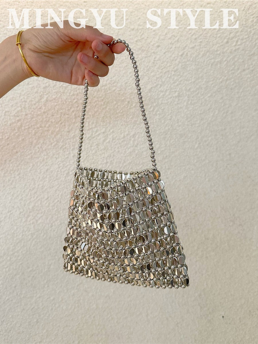 Sequined Metallic Niche Woven Fashion Light Women's Handbag
