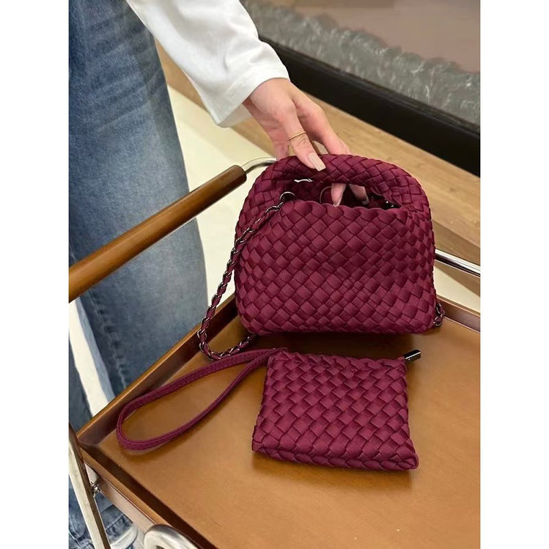 Women's Hand-woven Nylon Cloth Fashion Portable Vegetable Women's Shoulder Bag