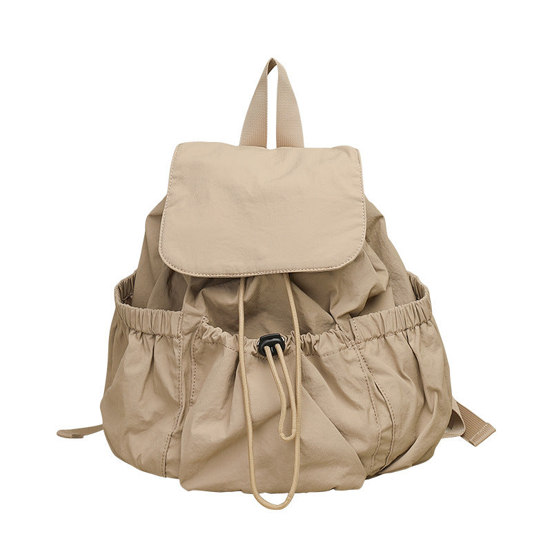 Style Nylon Drawstring Fashionable Pleated Commuter Simple Fresh Women's Backpack