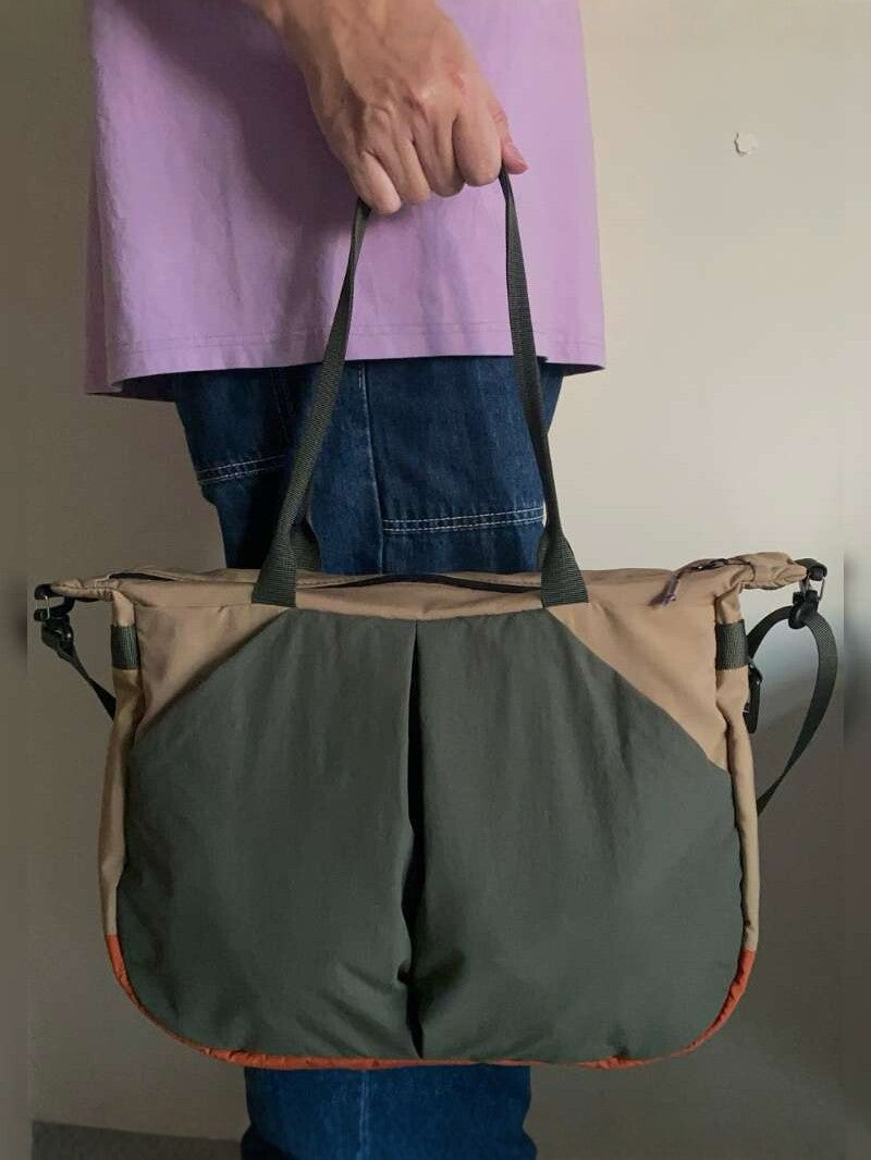 Tooling Style Large Capacity Totes Stitching Tote Bag