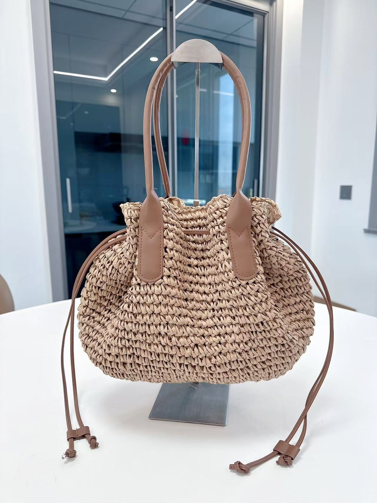 Women's Straw Woven Paper String Crochet Beach Summer Bags