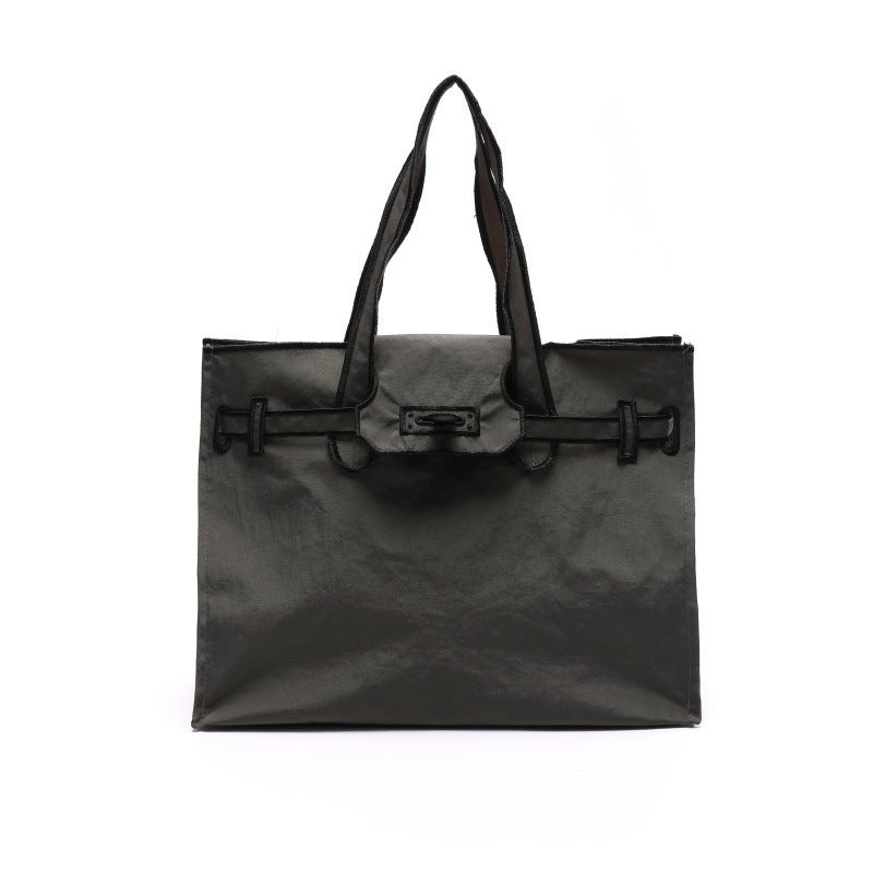 Embroidered Bow Ribbon Shopping Nylon Portable Tote Bag