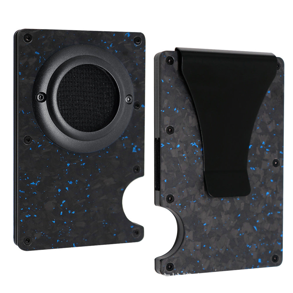 Carbon Fiber Pattern Swiping Aluminum Alloy Clamp Card Holder